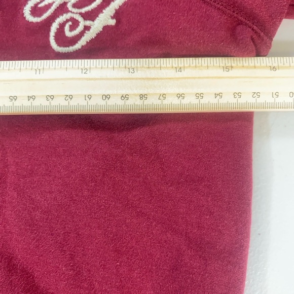 Vintage Abercrombie & Fitch Maroon Full Zip Hoodie Women’s L A&F Crest Y2K Style - Picture 10 of 11